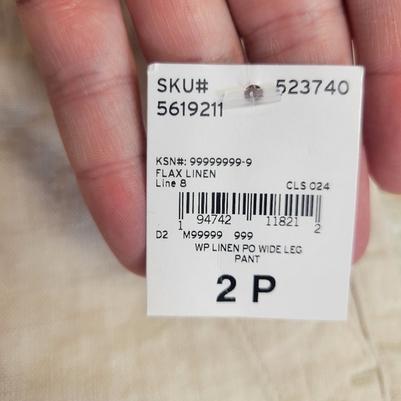 Lands End Wide Leg Pure 100% Linen Pull On Trousers In Flax Linen Size 2 PETITE - Picture 4 of 8